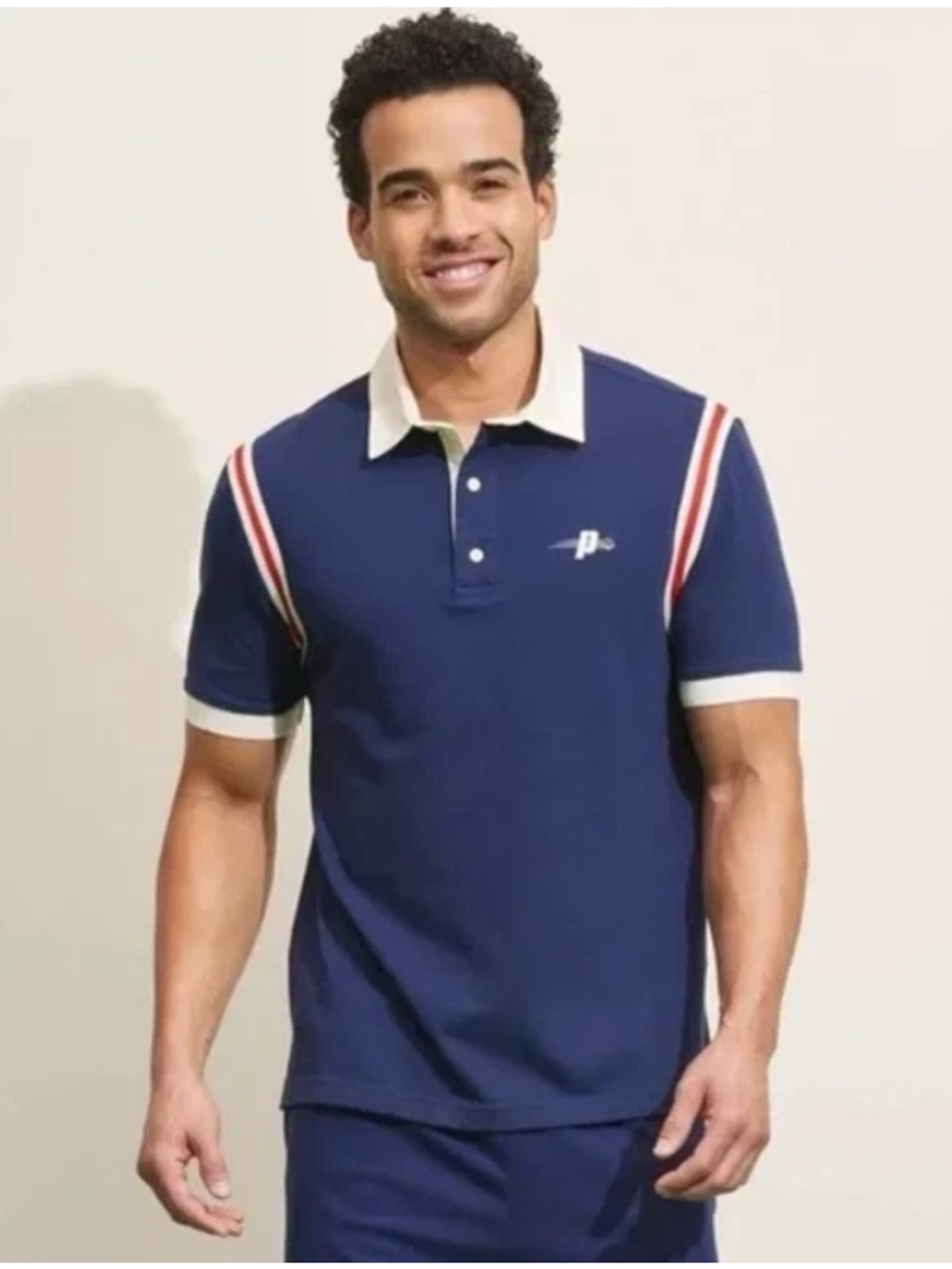 Prince Pickleball Navy Polo Shirt Men’s L Red White Stripe